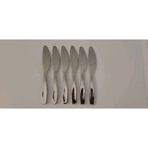 Gourmet Settings GS Chelsea Glossy Stainless Steel Butter Knife Set of 6- 6 1/2"